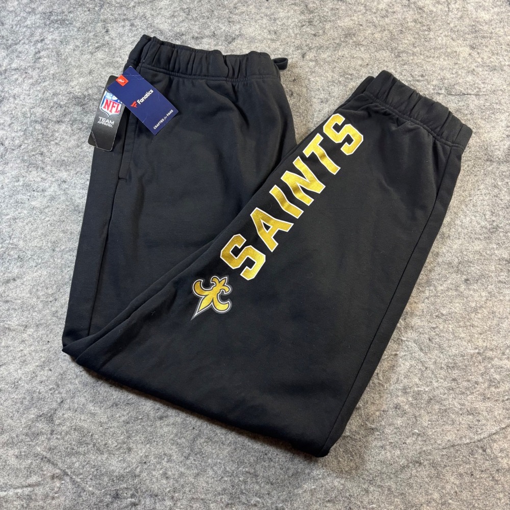 Fanatics NFL New Orleans Saints Mens 4XL Black Fleece Jogger Sweatpants NWT